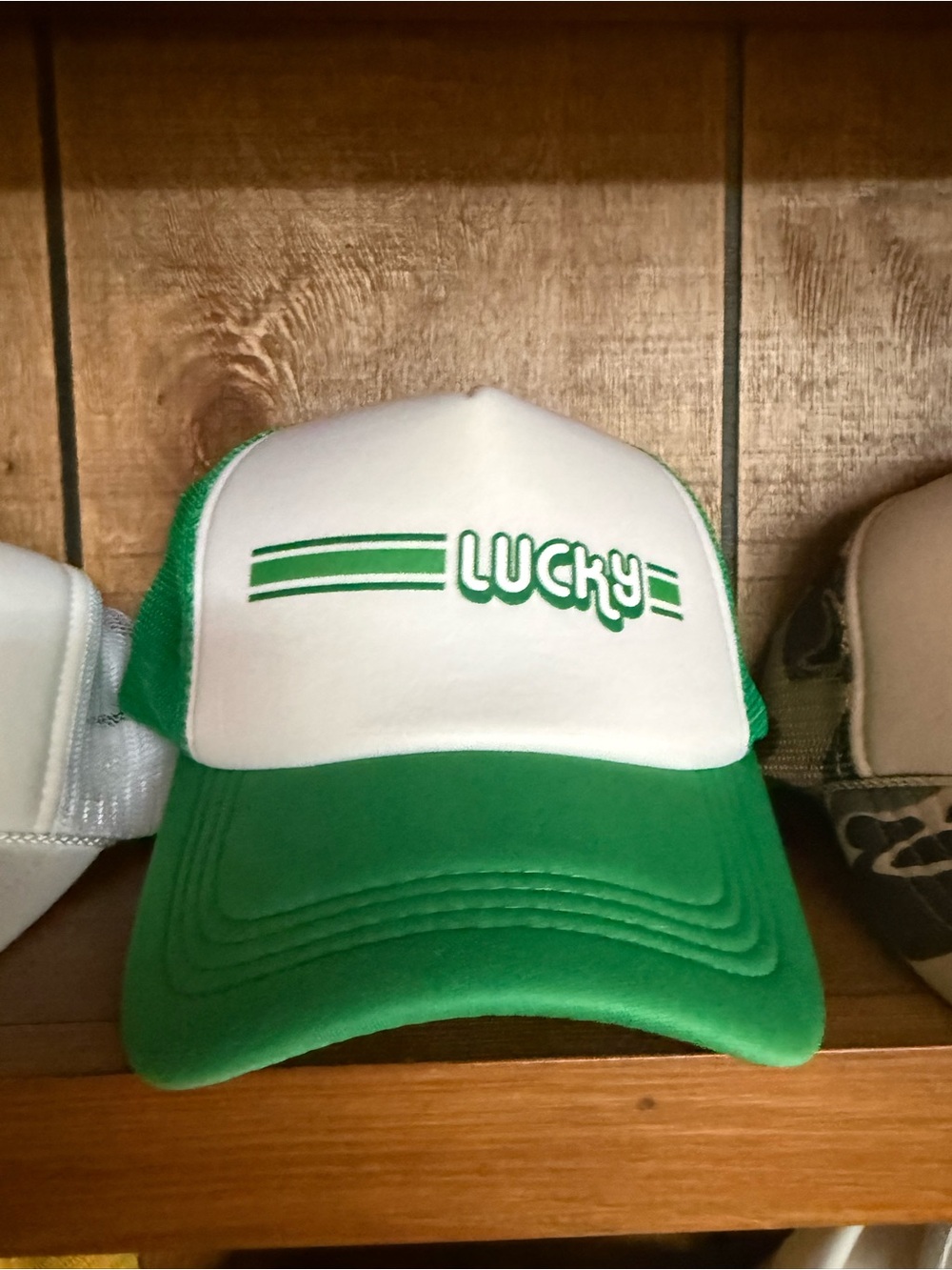 Lucky Green and White womans  Trucker Hat